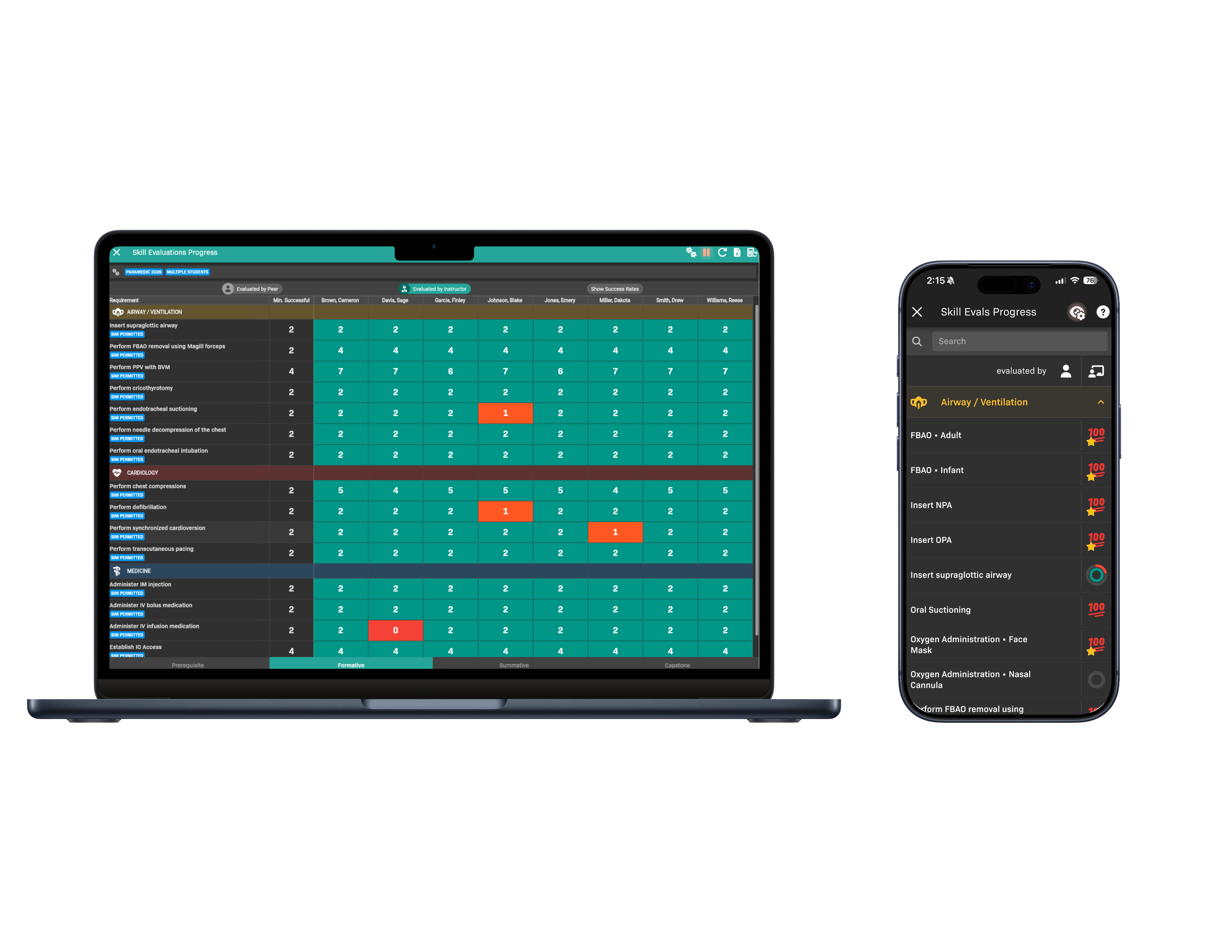 Instructor and student reports screenshot